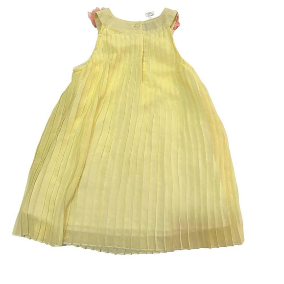 Blueberi Boulevard Baby Girls Pleated Rosette Dress 3T Yellow Wedding Easter - Picture 4 of 8